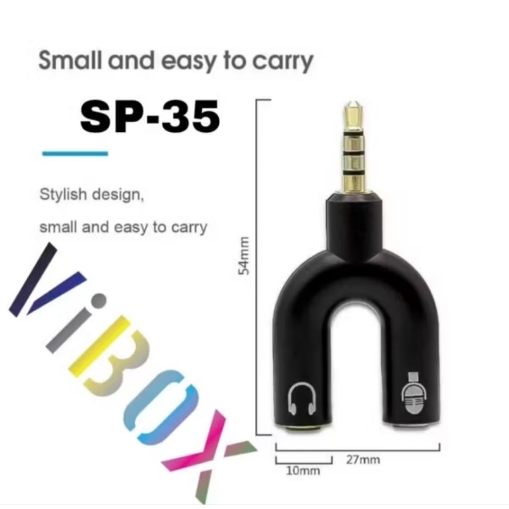 Audio Splitter U Shape 2in1 Jack 3.5mm to Dual Female Headset + Mic 2 Lubang Colokan Microphone hp