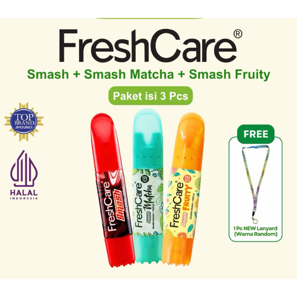 3botol Freshcare Smash / Fruity / Matcha double inhaler