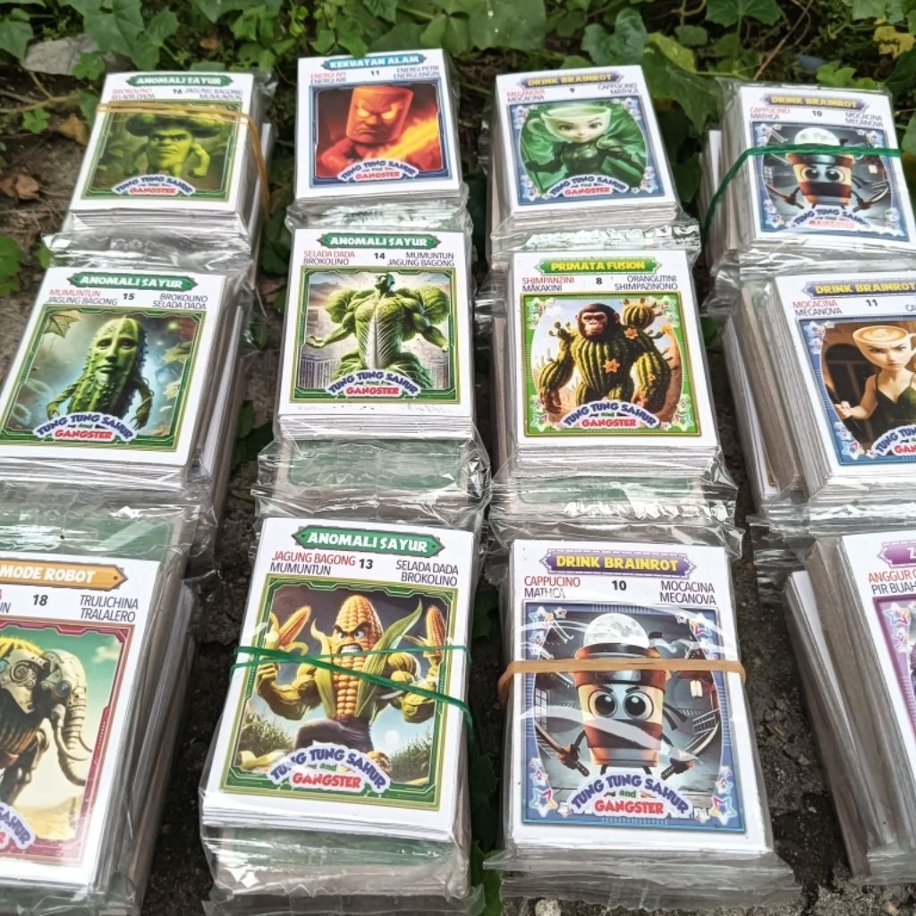 Paket 12 Sachet Mainan Kartu Tung Sahur Kwartet Jadul Wartet New 4,5x6,5cm Pokemon Grosir