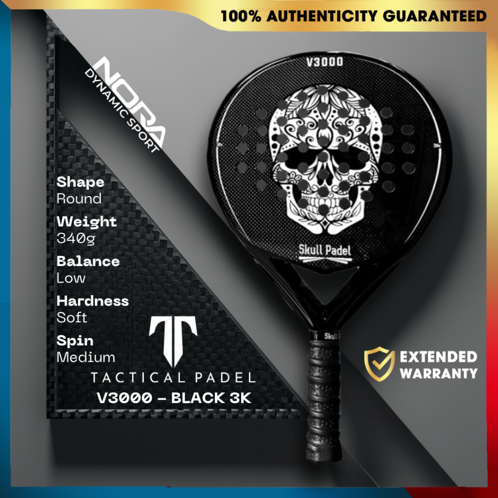 Skull V3000 3K black raket padel 