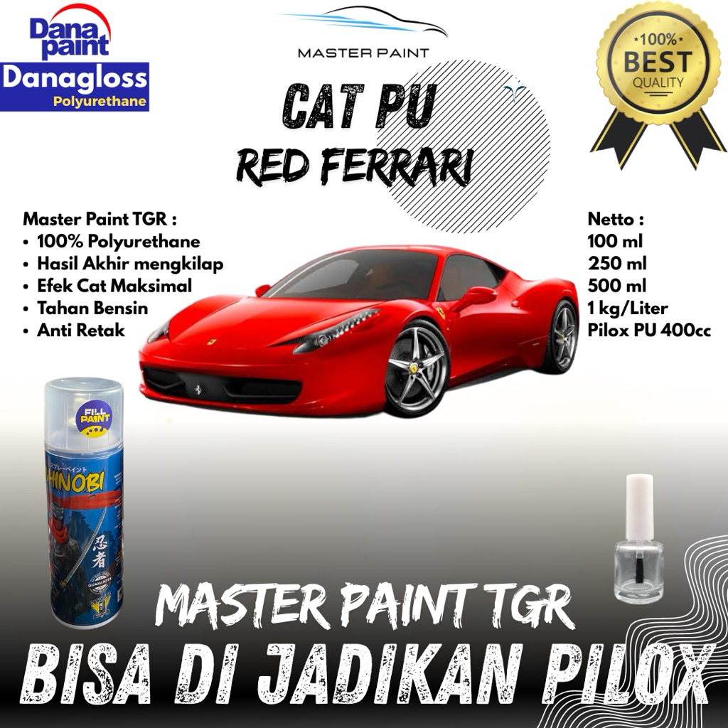 ( BISA DIJADIKAN PILOX ) Cat PU Red Ferrari | Cat Merah Ferrari Original