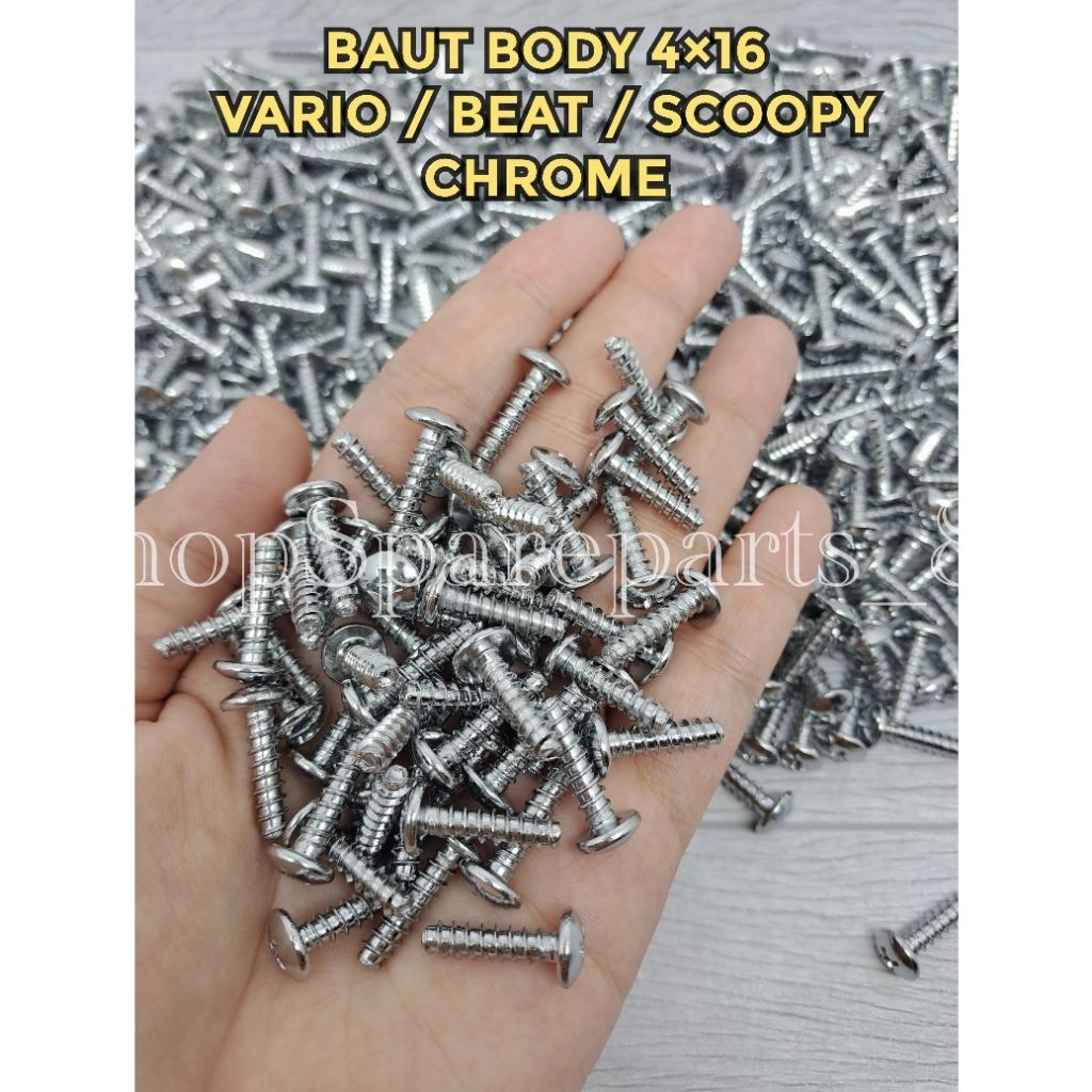 BAUT BODY HONDA VARIO 4×16 CHROME / SKRUP BODY HONDA VARIO BEAT SCOOPY 4×16 CHROME