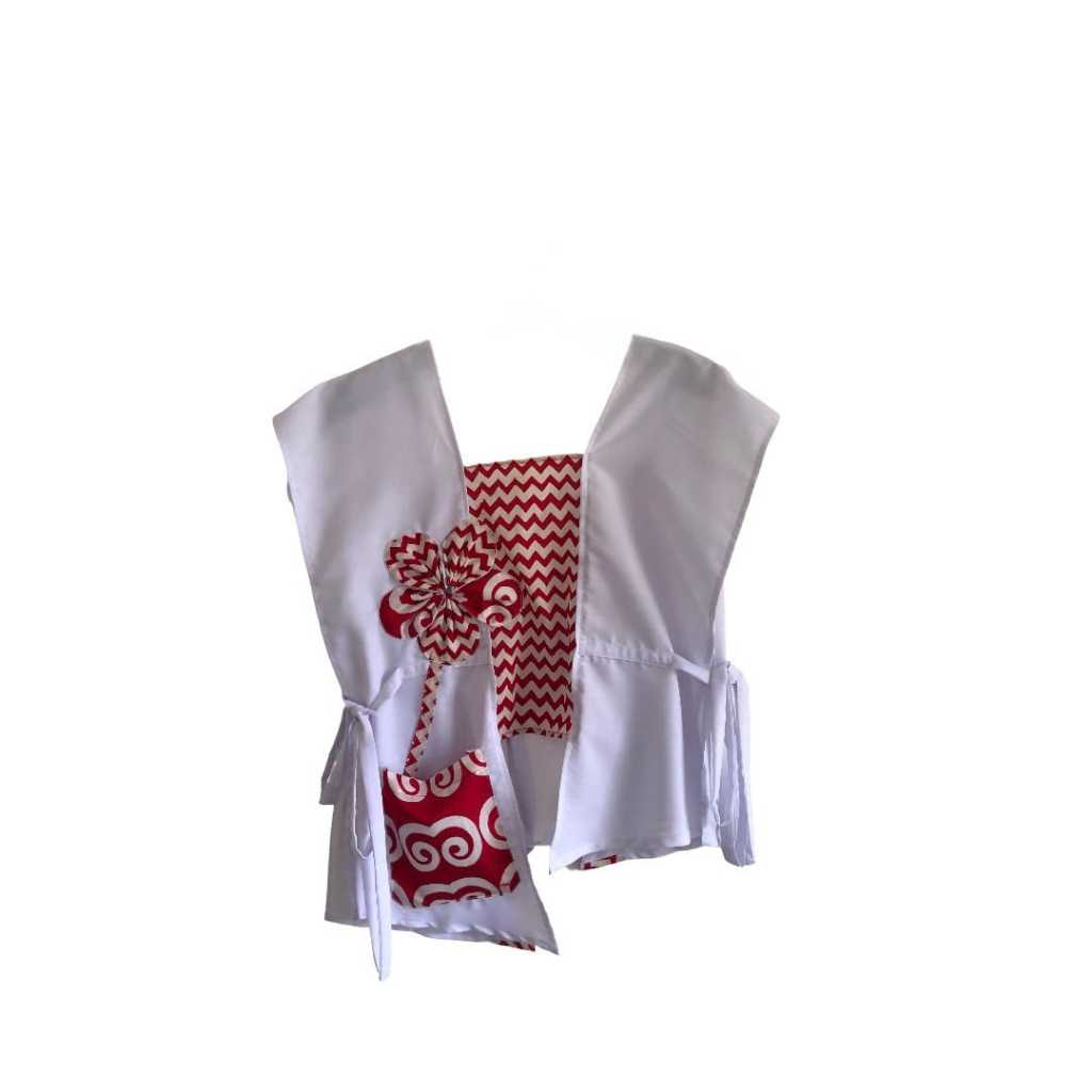 Kinara Convertible Batik Vest Rompi Wanita Batik Asli Eksklusif Merah Putih By Sogan Batik