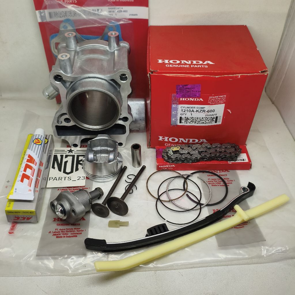 PAKET 6ITEM KZR/KWN BLOK SEHER RANTE KETENG LIDAH TENSIONER KLEP SET HONDA VARIO 125 OLD LAMA VARIO 
