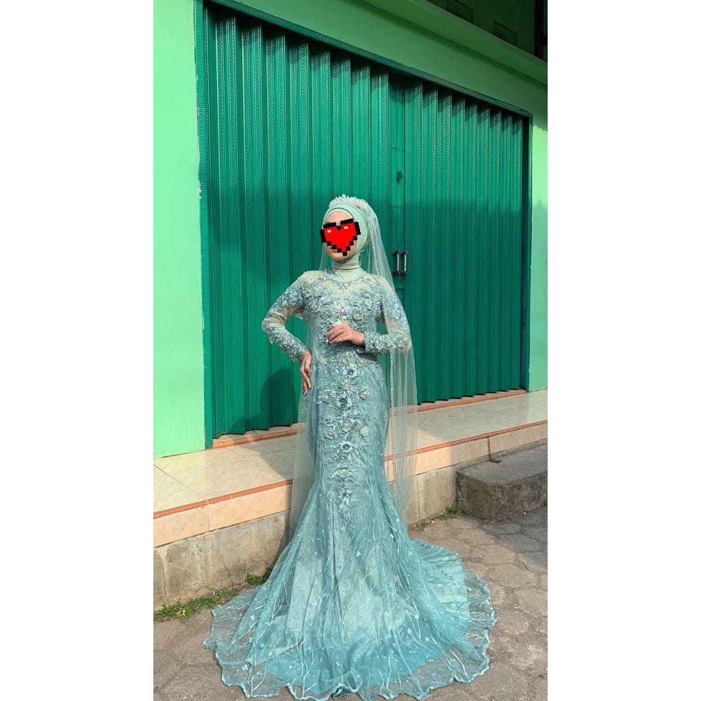 PL Gaun Wedding Dress Warna Biru Wardah
