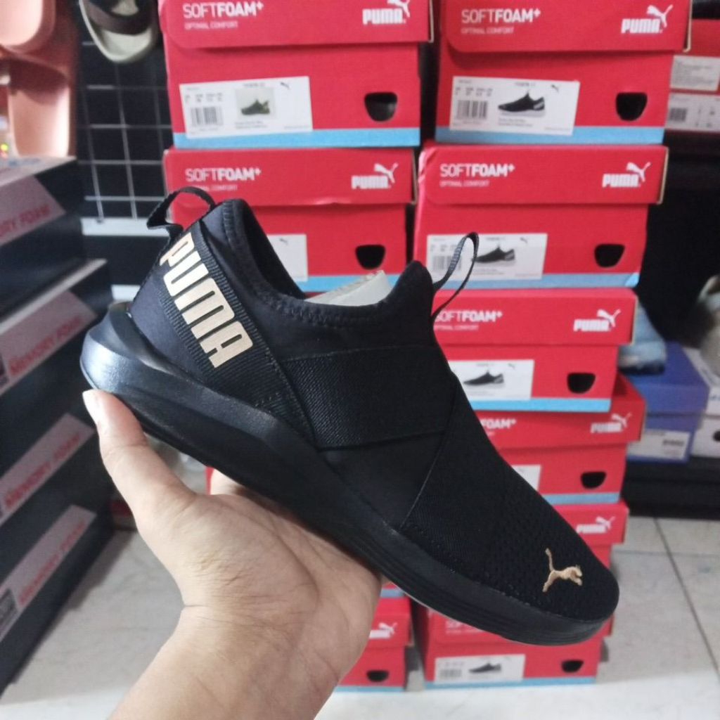 PUMA SOFT FOAM BLACK SLIP ON WOMEN SHOES ORIGINAL