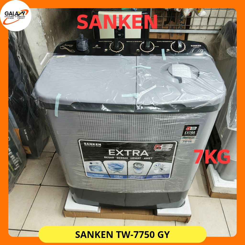 SANKEN Mesin Cuci Sanken TW-7750GY Mesin Cuci Kapasitas 7Kg  Mesin Cuci Manual 2 Tabung