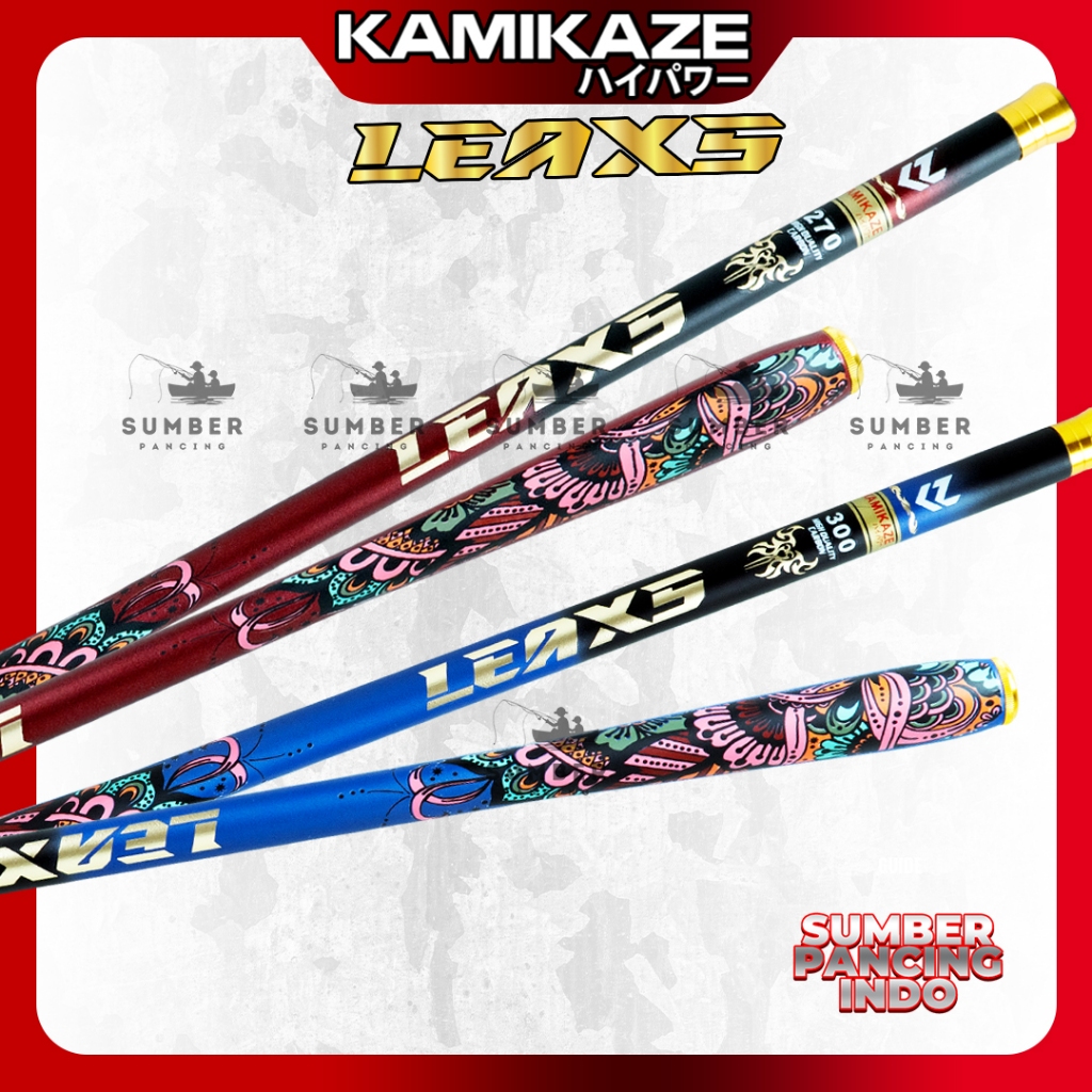KAMIKAZE Joran Pancing Tegek LEAX 180cm - 450cm Hi-Carbon Blank Compact Size Kuat dan Ringan Joran P