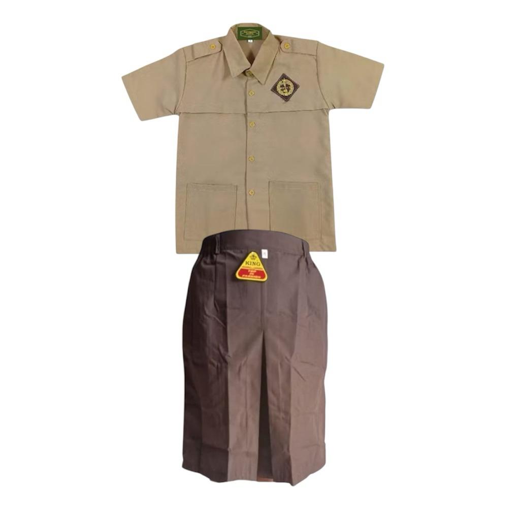 SERAGAM SETELAN PRAMUKA SMA ROK SPAN PENDEK