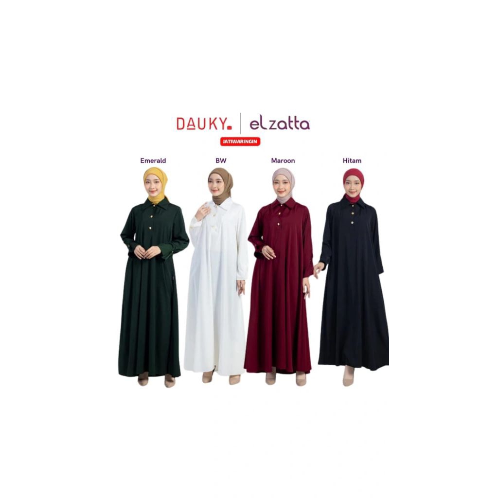 ELZATTA Gamis Kancing Atas - Fashion Muslim Pakaian Muslim Wanita Gamis Wanita Best Seller