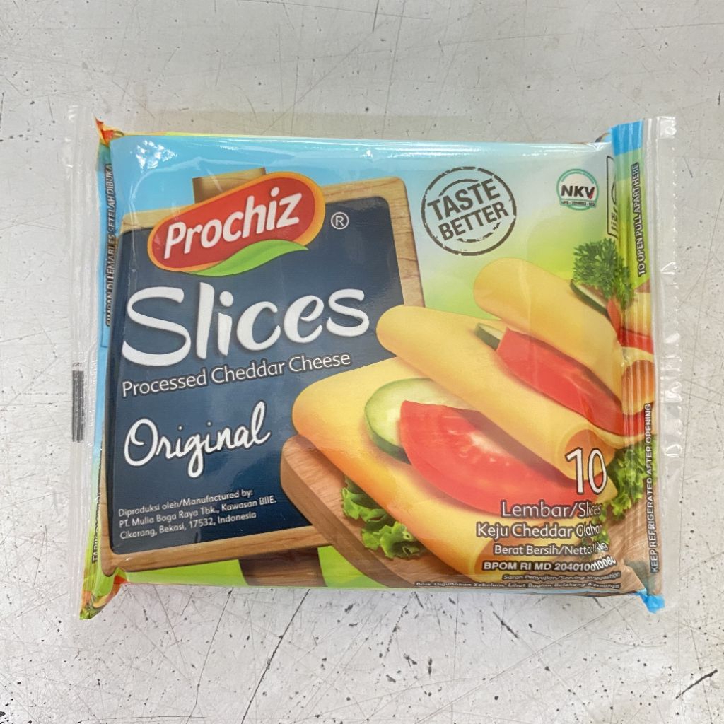 

Prochiz keju cheddar slice original 160 gram isi 10 lembar | prochiz keju cheddar slice | keju slice