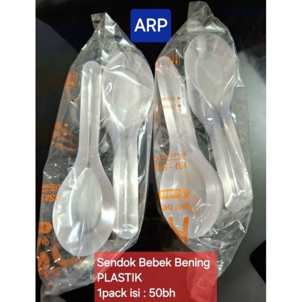 Sendok Bebek Plastik Bening/Sendok Bebek Plastik 1PACK ISI 50BH BENING