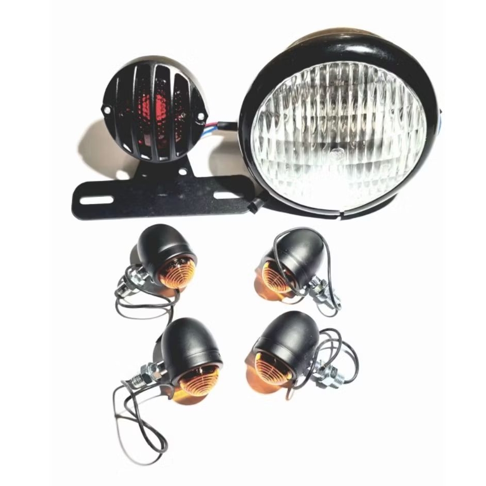 Paket Lampu Headlamp Stop Lamp Lampu Belakang Sein Acipi hitam doff Motor Custom Retro Klasik Classi