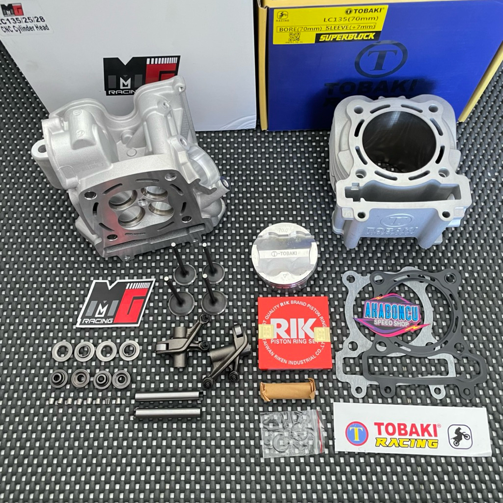 PAKET BOREUP BLOK TOBAKI MX KING VIXION 70 CERAMIC TYPE FIN + HEAD MX KING 28/25 MG RACING