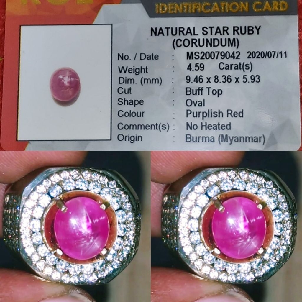 Hot item Natural Star Ruby 4.59 Crt No Heated (Burma myanmar)