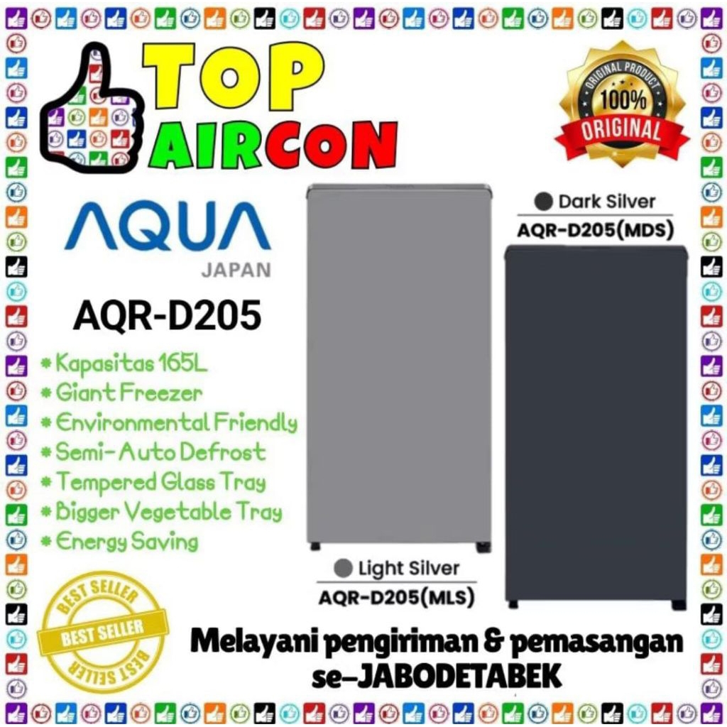 AQUA KULKAS 1 PINTU AQR D205 / AQR D205 MLS / MDS