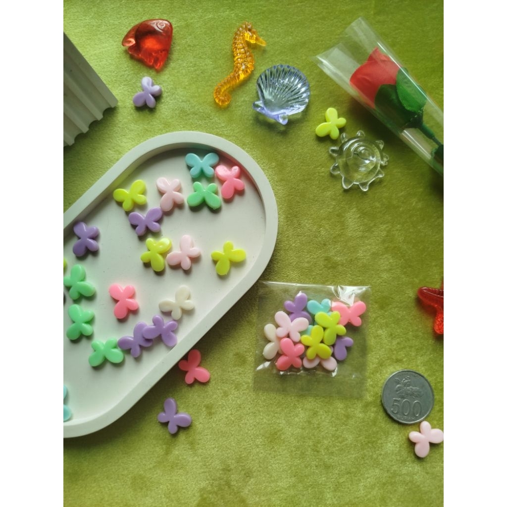 10 pcs Manik Manik murah/ mute Dof Susu Pastel kupu/ manik kupu tipis/ mute kupu-kupu