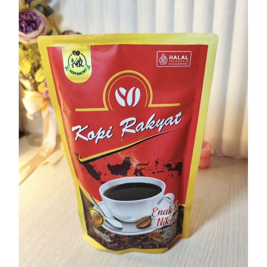 

KOPI RAKYAT Kopi Bubuk Hitam Robusta Kemasaan 250 Gram