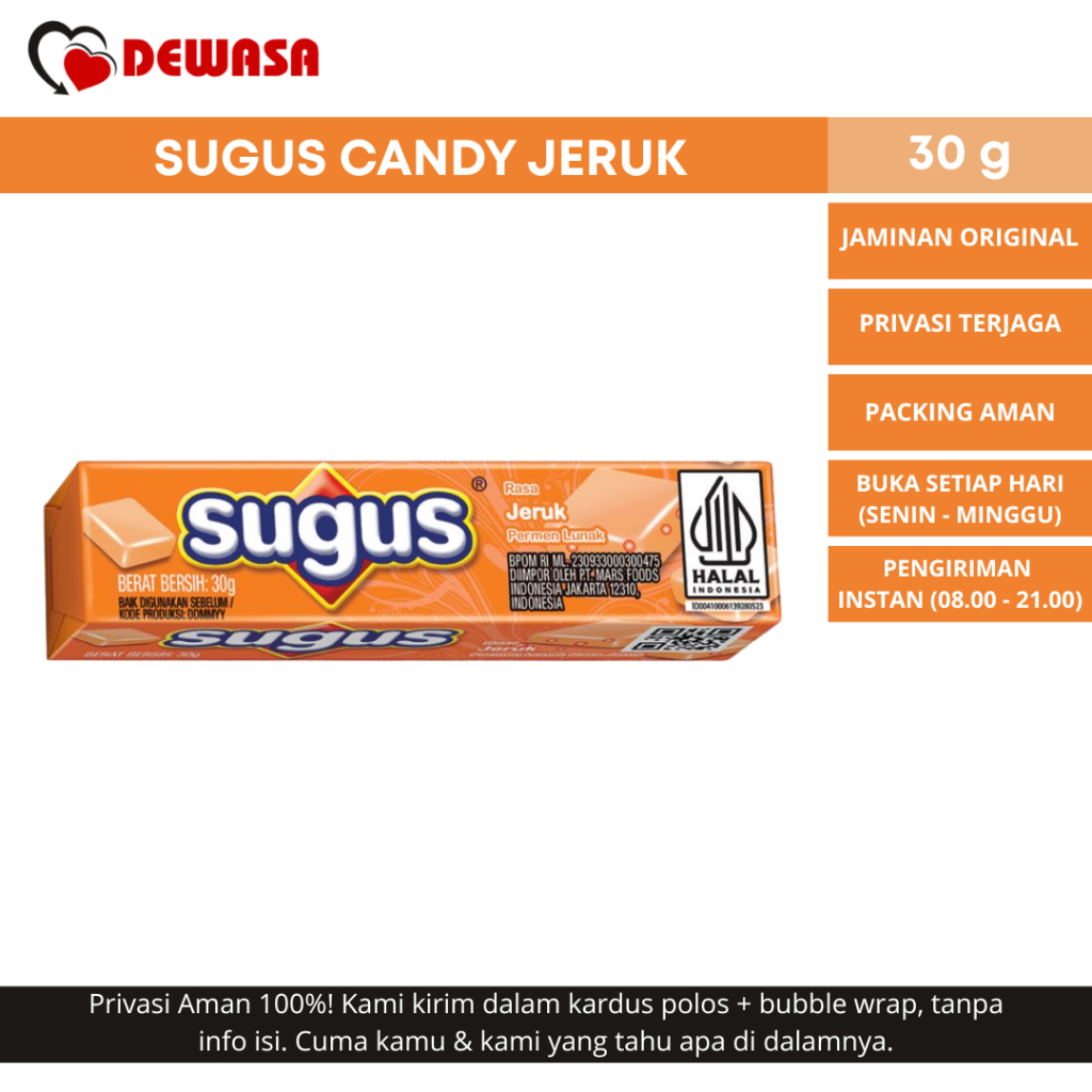 

Sugus Orange Stick 30g – Permen Kenyal Rasa Jeruk Manis & Segar