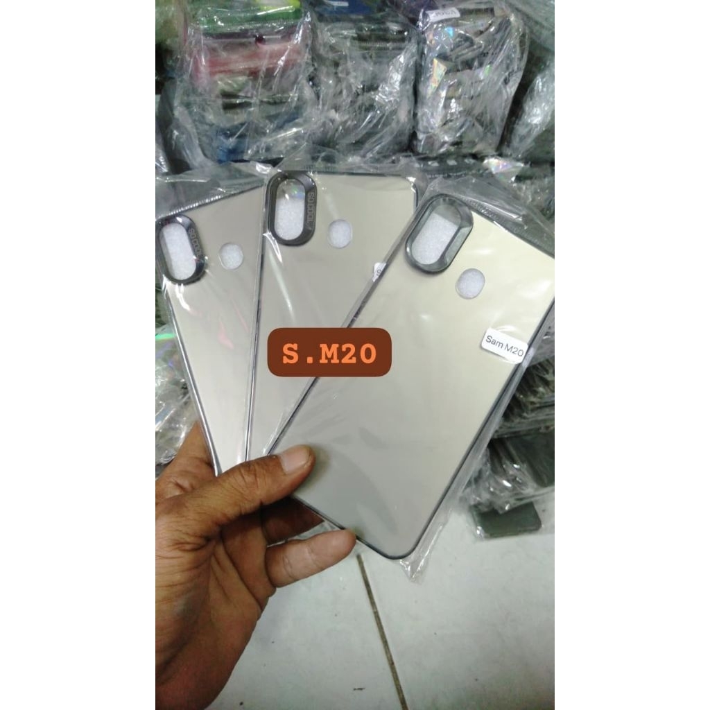 Case IMD Hybrid Plate Hologram Black Hitam polos Hp Samsung M20 Color Plate Glossy Platinum Case