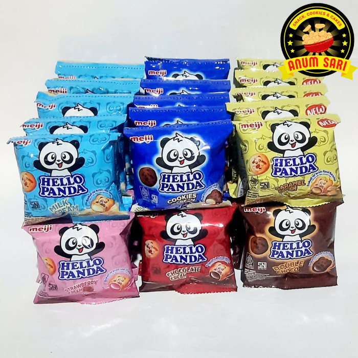 

BISKUIT HELLO PANDA 10pcs x 8gr / Cokelat, Stroberi, Caramel, Milk Cream, Cookies n Cream, Double Choco - Anum Sari
