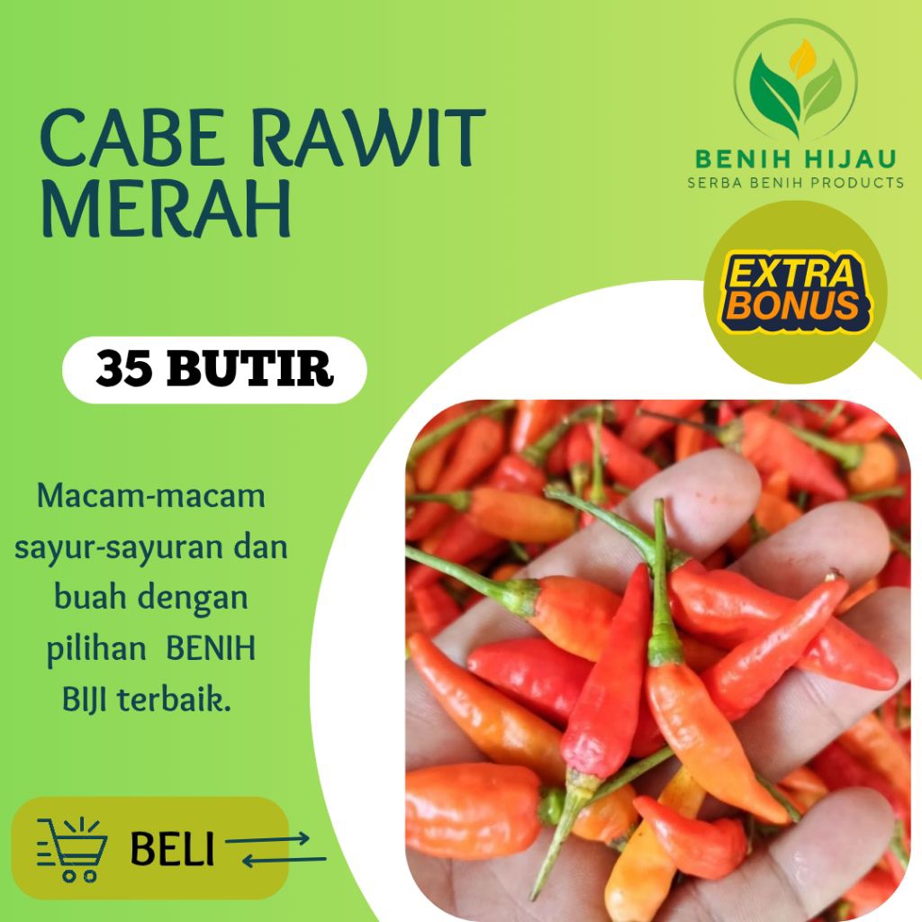 benih biji cabai setan cabe rawit merah 35 butir benih biji