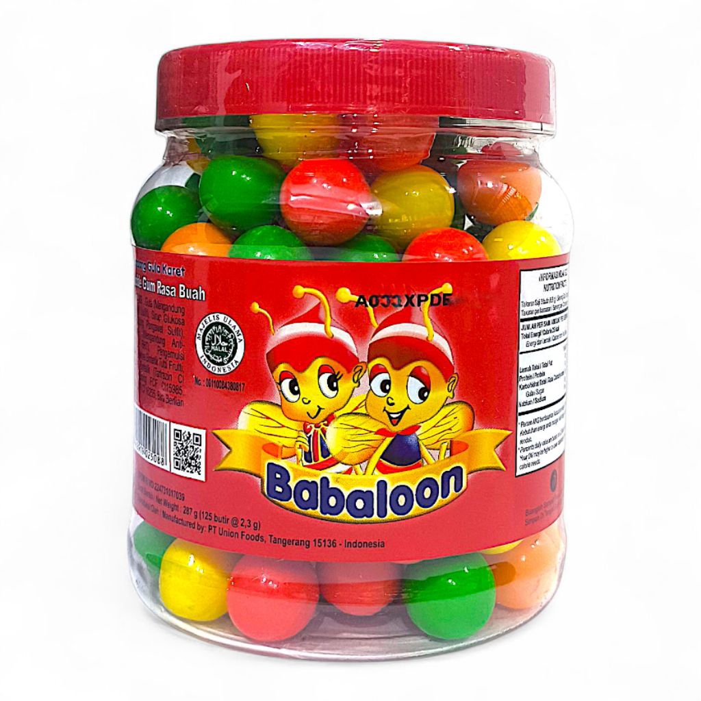 

BABALOON [1 Toples Isi 125 Butir] – Permen Karet Bentuk Bola Warna-Warni Rasa Buah Cocok untuk Anak & Snack Ulang Tahun – Beli Banyak = Makin Murah!!!
