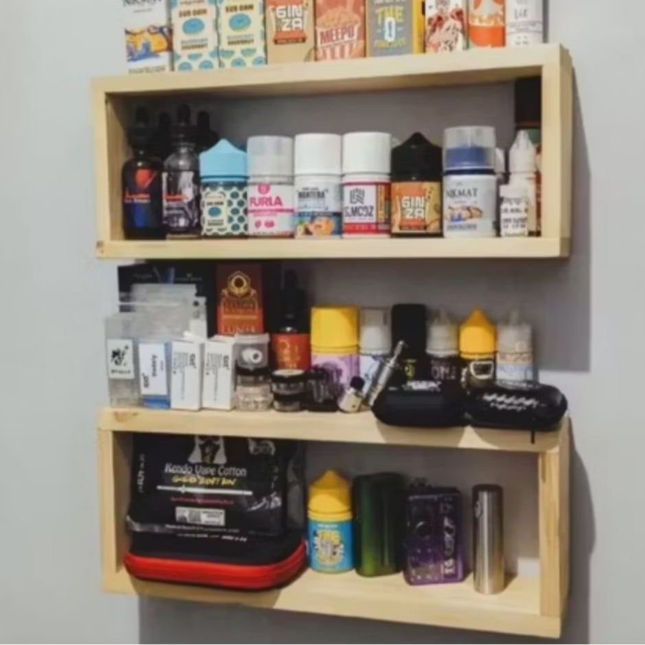 rak kayu dinding / rak tempel/rak kayu persegi panjang/ambalan dinding/rak kayu multifungsi