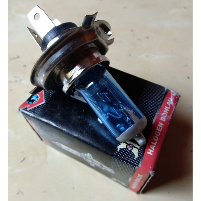 BOHLAM LAMPU DEPAN HALOGEN XENON h4 30watt mobil/motor 12volt
