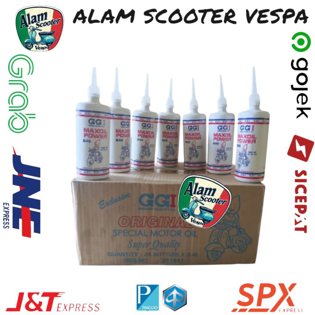 (PERDUS) Oli mesin vespa GGI + corong Oli mesin vespa 2 tak GGI ( isi 24 pc )