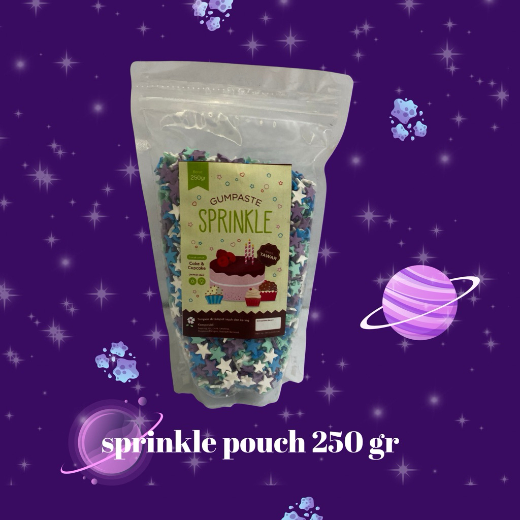 

Gumpaste Sprinkle hiasan kue kemasan pouch 250 gr
