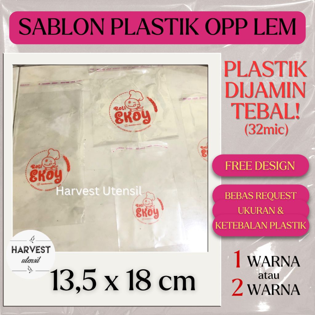 

Sablon Plastik OPP Lem 13,5x18 Roti Kue Cookies Makanan Aksesoris Tebal