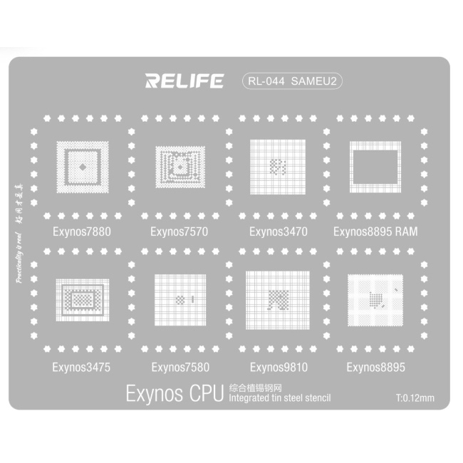 Stencil Cetakan ic BGA RELIFE RL-044 SAMEU2 - EXYNOS 7880 - 7570 - 3470 - 8895 RAM - 3475 - 7580 - 9