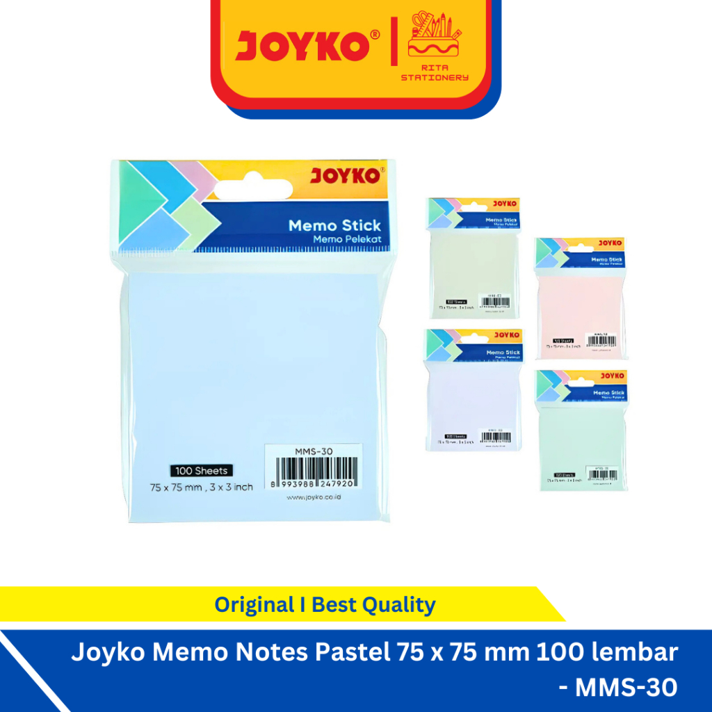 

Joyko Memo Sticky 75 x75 mm Pastel isi 100 Lembar Notes Kerta Catatan Tempel - MMS-30