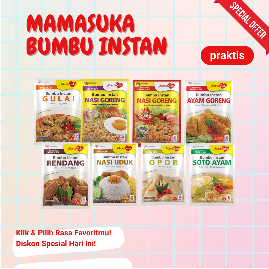 

MamaSuka Bumbu Instan Lengkap Masakan Nusantara | Ayam Goreng, Rendang, Opor, Nasi Goreng, Soto