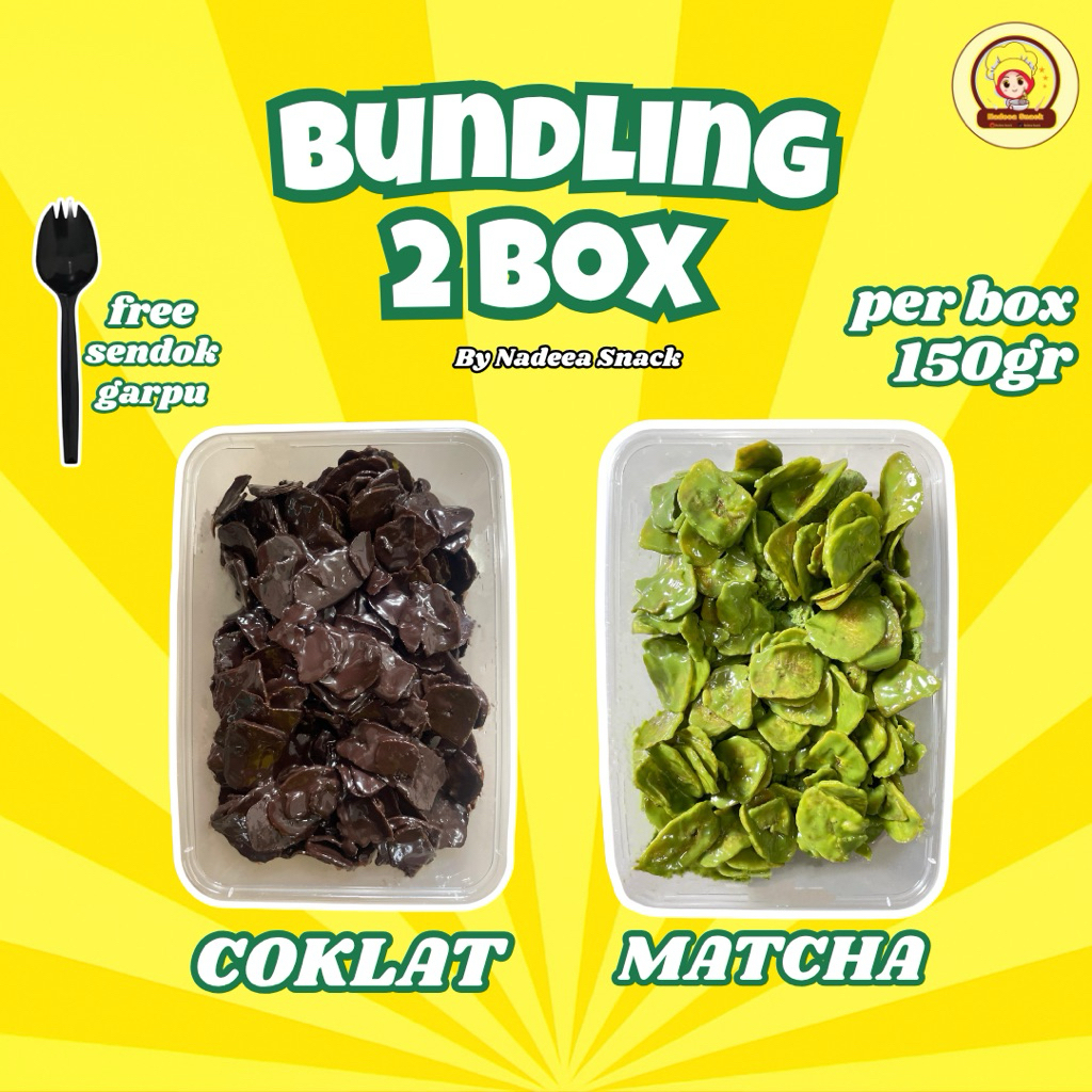 

PAKET BUNDLING 2 BOX (300GR/1000ML) Keripik Pisang Coklat Lumer/Cemilan Kripik Pisang Renyah Lumer