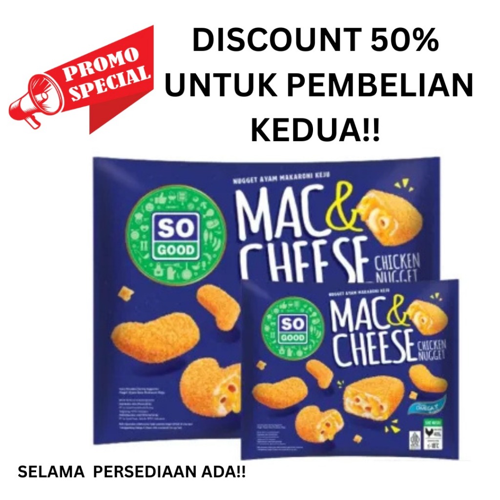 

SO GOOD MAC AND CHEESE DISKON 50% UNTUK PEMBELIAN KE 2
