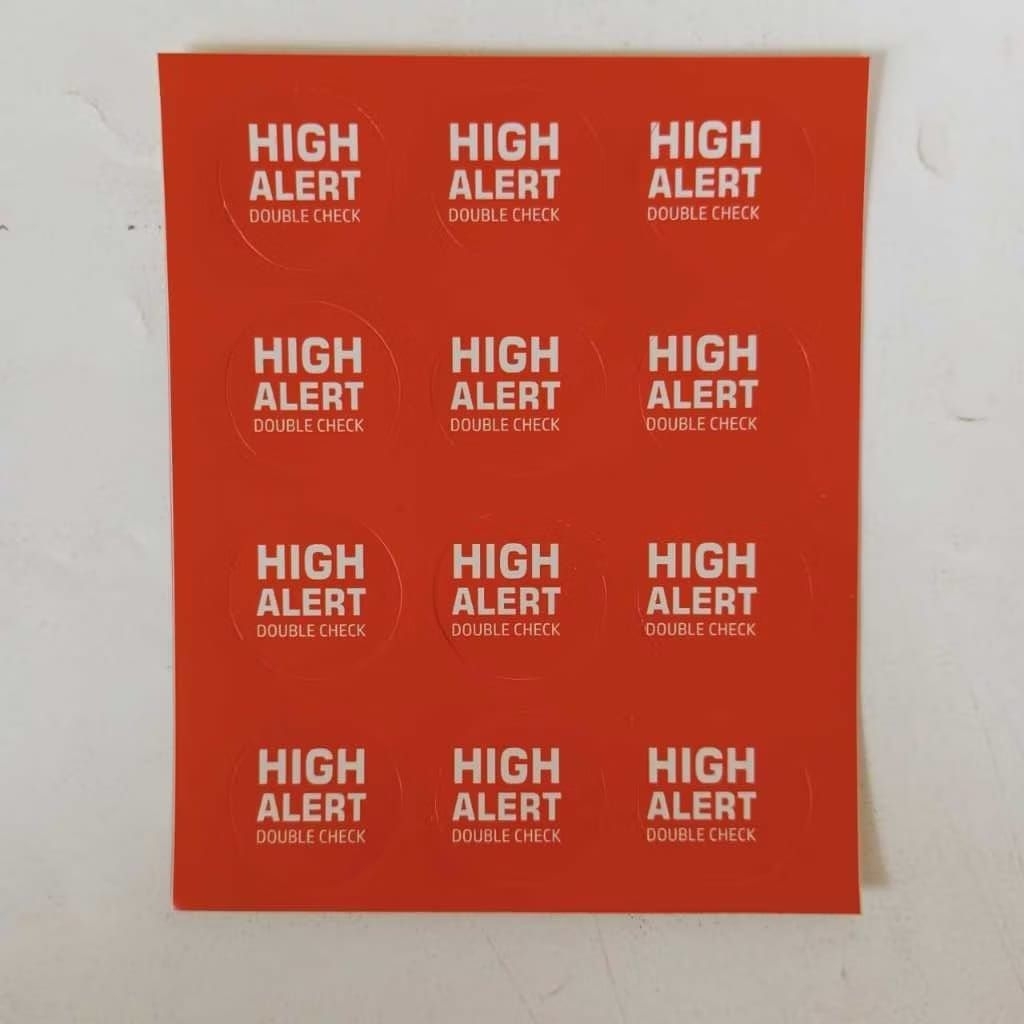 

ISI 100 Stiker High Alert, Stiker Penanda Obat High Alert, Stiker Apotek, Stiker Farmasi, Label Obat