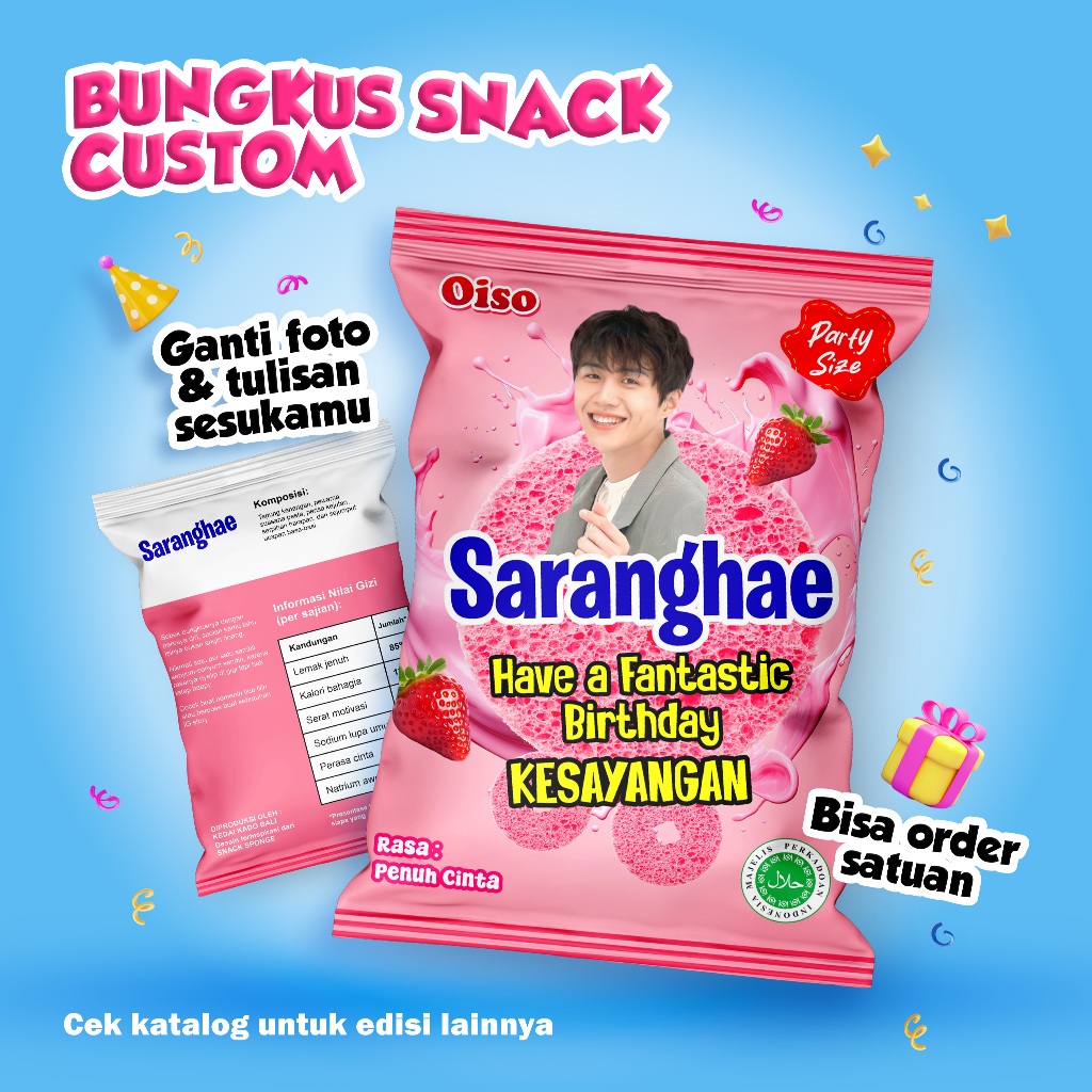

Bungkus Snack Custom SPONGE | Kado Anak, Ulang Tahun, Wisuda | Bungkus Hampers kado custom