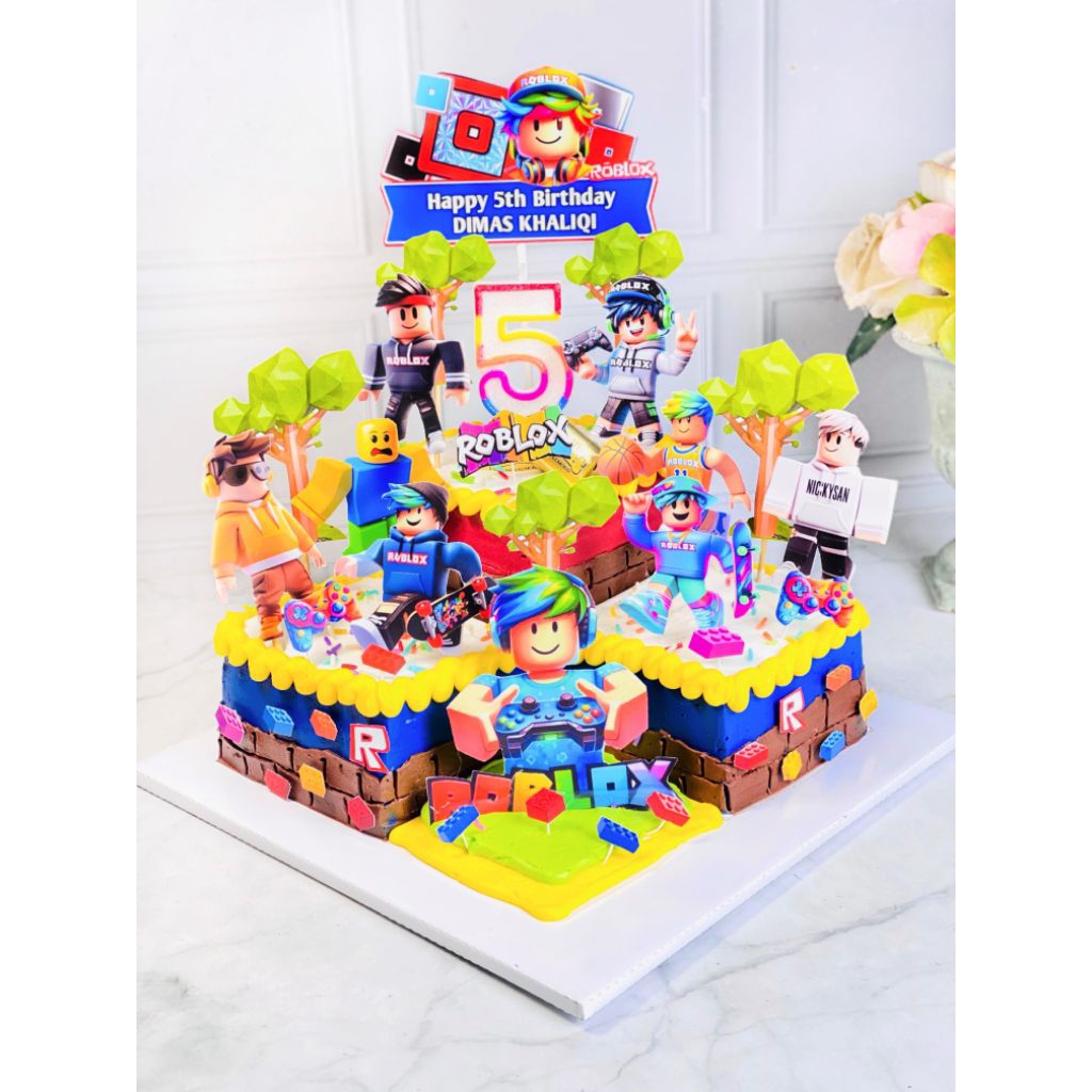 

cake ulang tahun birthday roblox topper