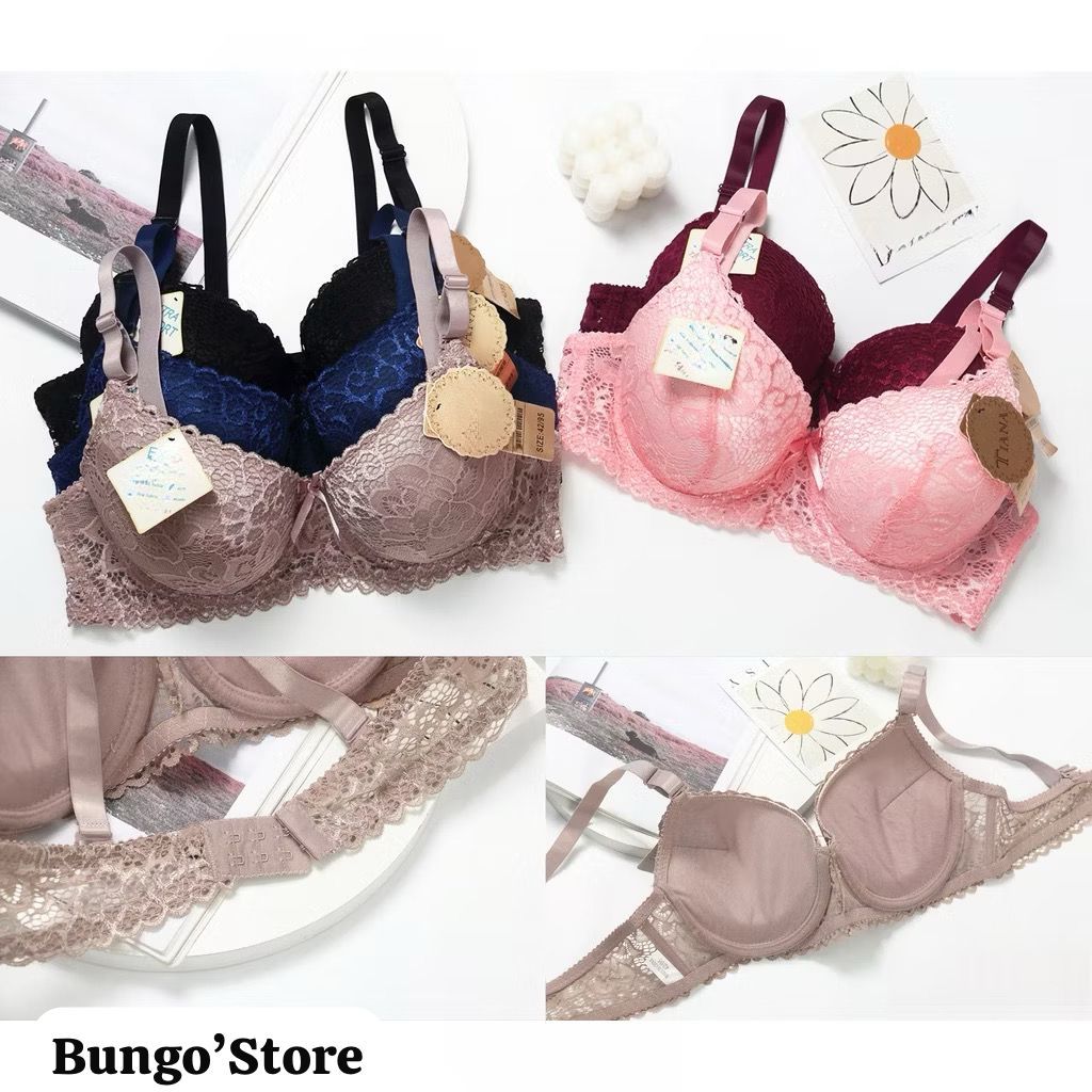 BH Import bra pushup bra/ bh brukat kawat/ bh kawat busa tebal/ bra import FULL BRUKAT KAIT 3 CUP B