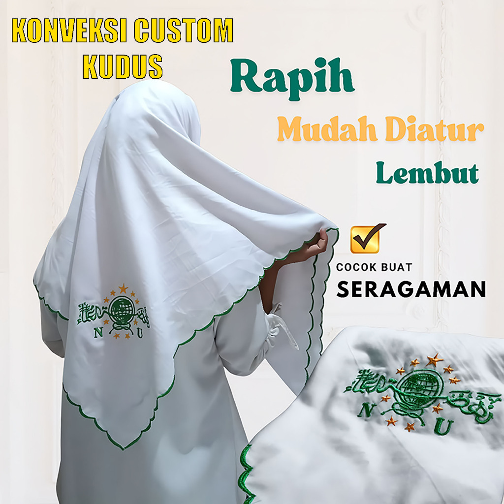 Jilbab Fatayat NU Bordir / Kerudung Fatayat NU / Krudung Fatayat Segi empat Murah