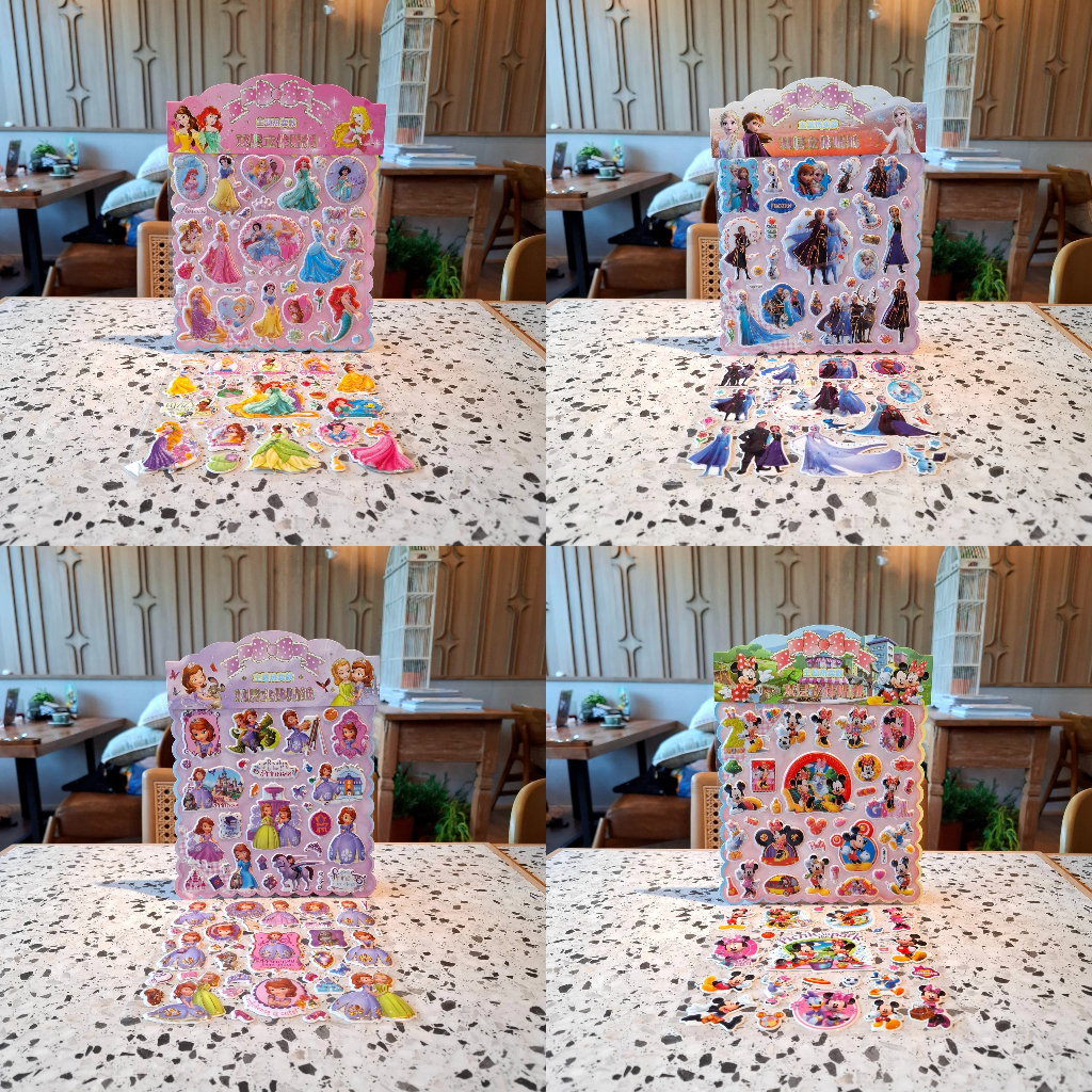 

[ABE] Tas Sticker Gambar Tempel Stiker Anak Karakter Kartun Disney Princess