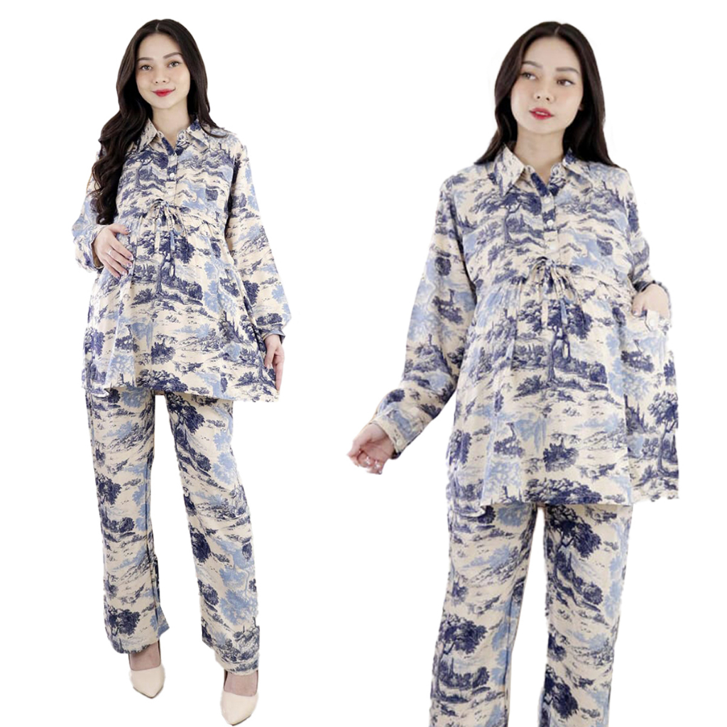 Baju Setelan Hamil Kekinian / Baju Lengan Panjang & Celana Panjang Untuk Ibu Hamil