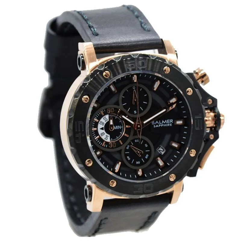 BALMER Chronograph B7975 MCLBRG Man Black Leather Strap