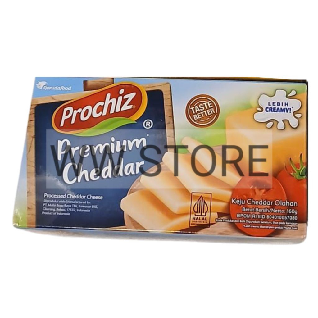 

Keju olahan halal MUI Prochiz Processed PREMIUM CHEDDAR Cheese 160g