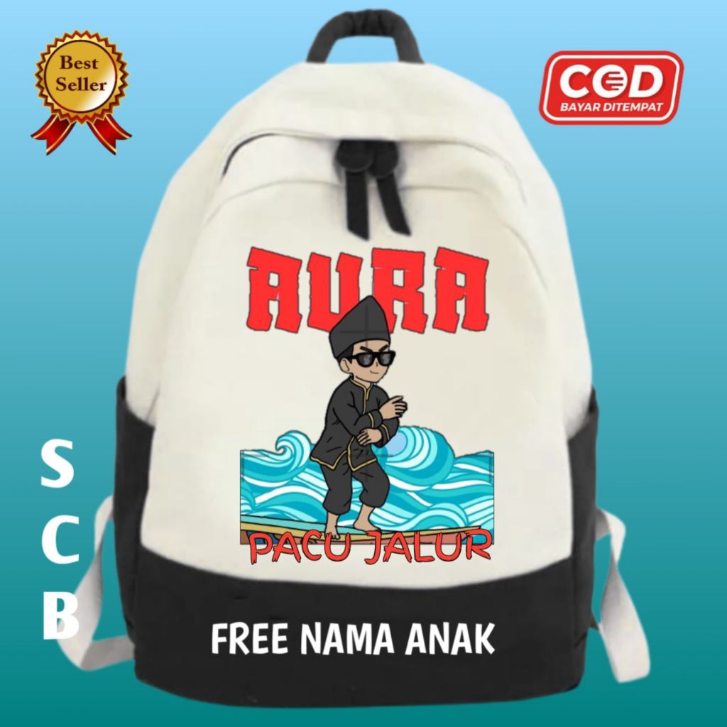 Pacu Jalur Tas Ransel Anak Swkolah SD PAUD AURA FARMING PACU JALUR FREE NAMA