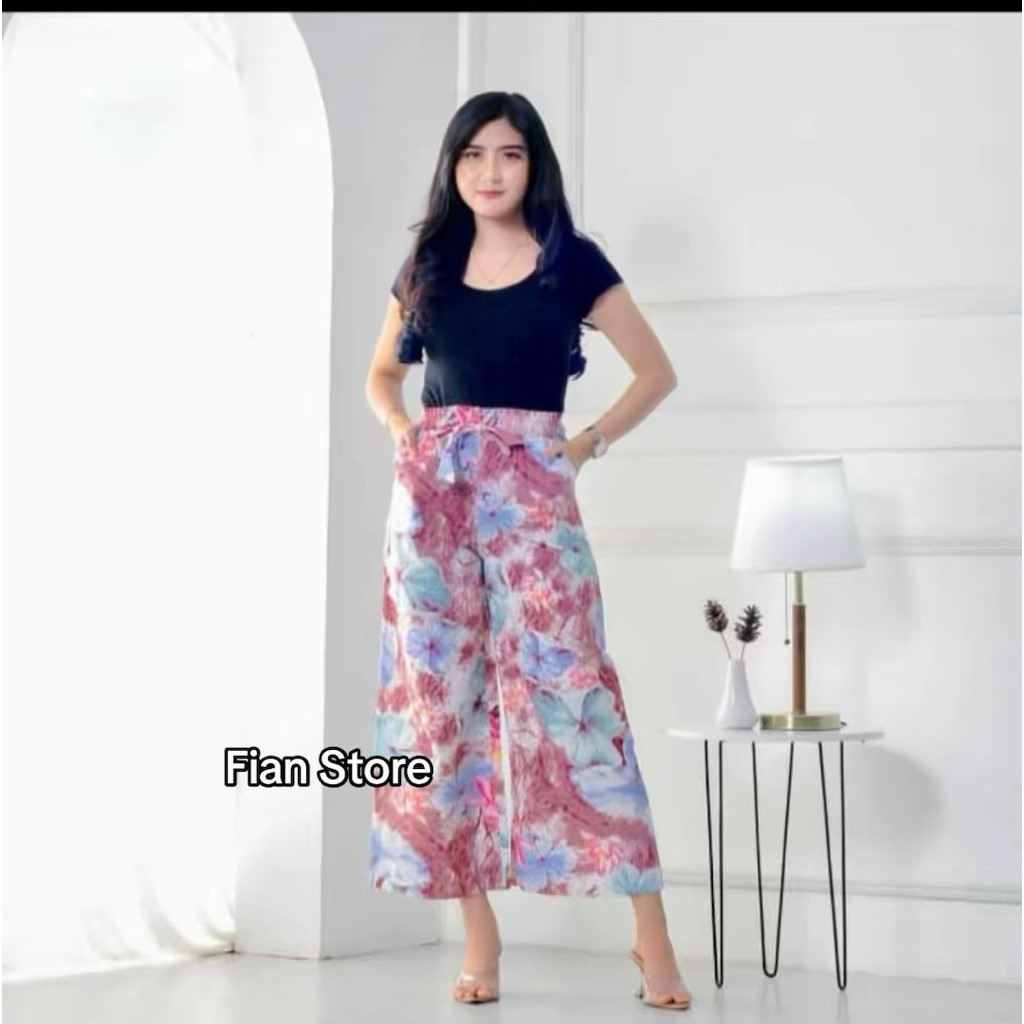 CELANA PANJANG KULOT WANITA MOTIF BUNGA
