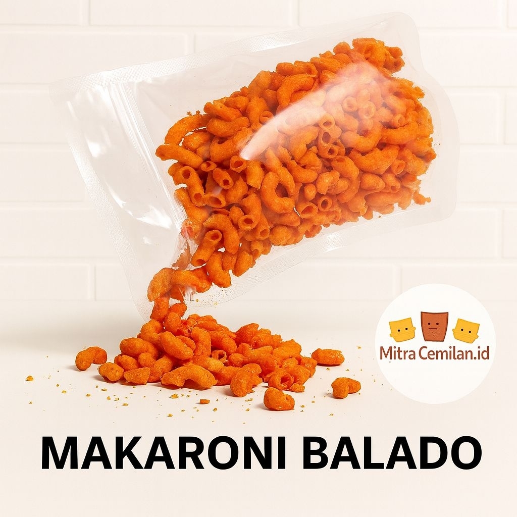

MAKARONI BALADO 500 GRAM, MAKARONI BUMBU, JAJANAN MAKARONI, GARING BANGET // SNACK BALADO MITRACEMILANID