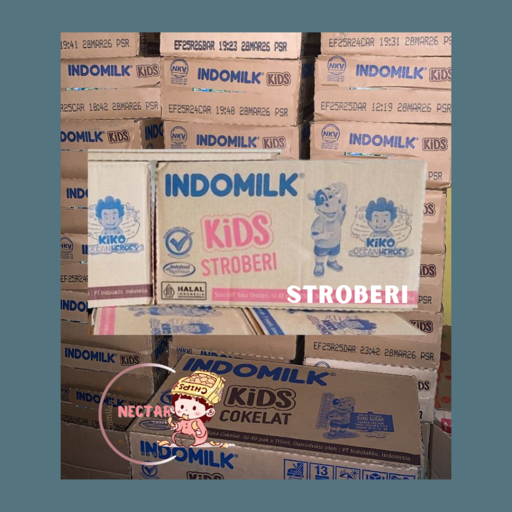 

Indomilk Kids Susu UHT Rasa 115ml Cokelat Stroberi 1 karton/40 pcs